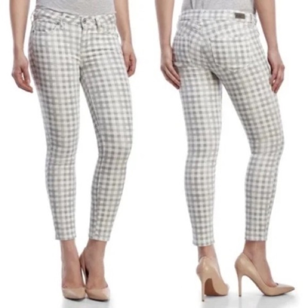 Paige ankle skinny jeans in grey gingham